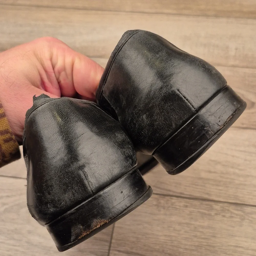 MEZLAN Mario Black‎ Ostrich Pattern Leather Sz 11.5 US Mens Loafers Shoes VTG
